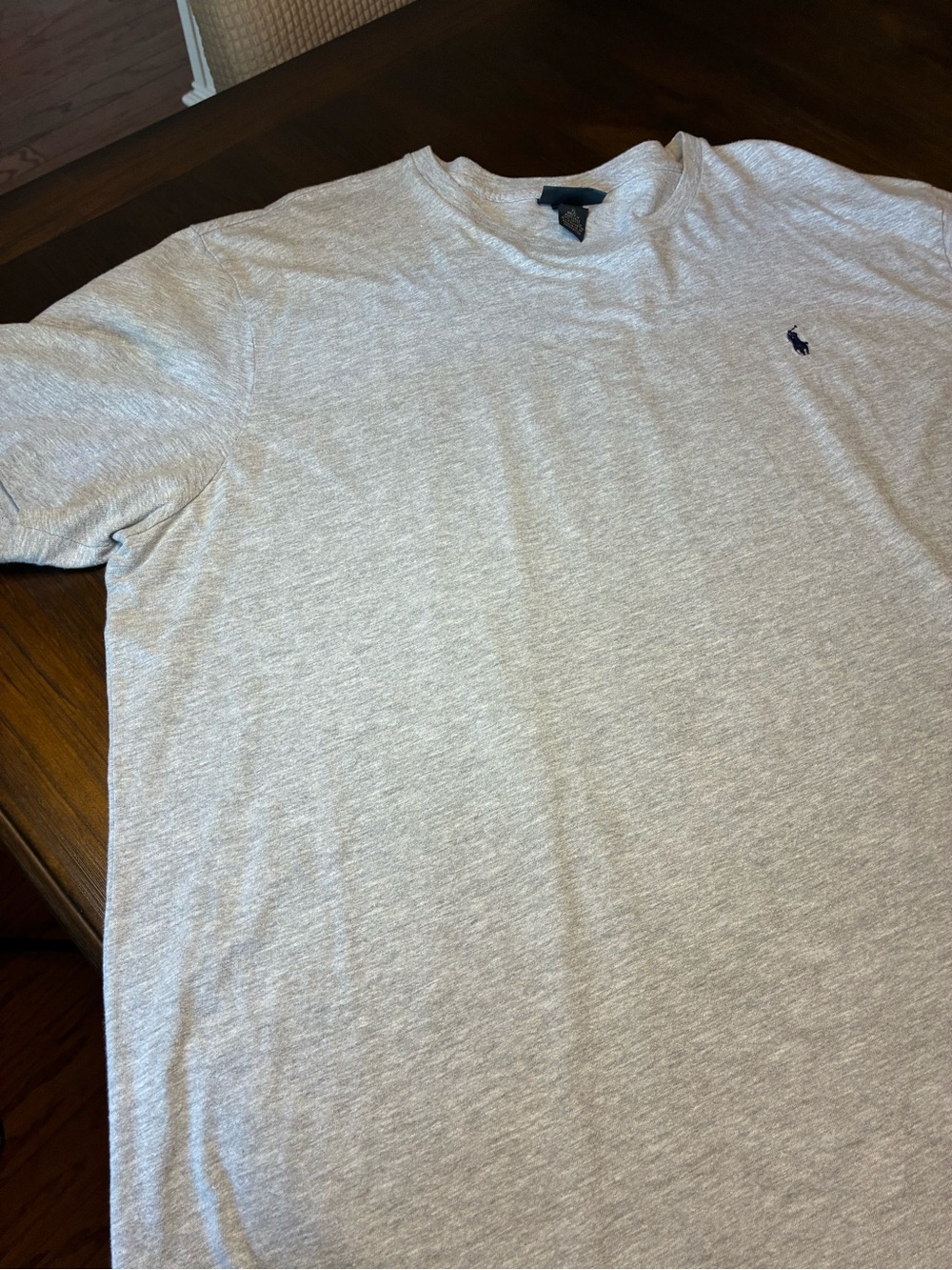 Ralph Lauren Heather Light Gray Crew Neck Tee with Navy Pony